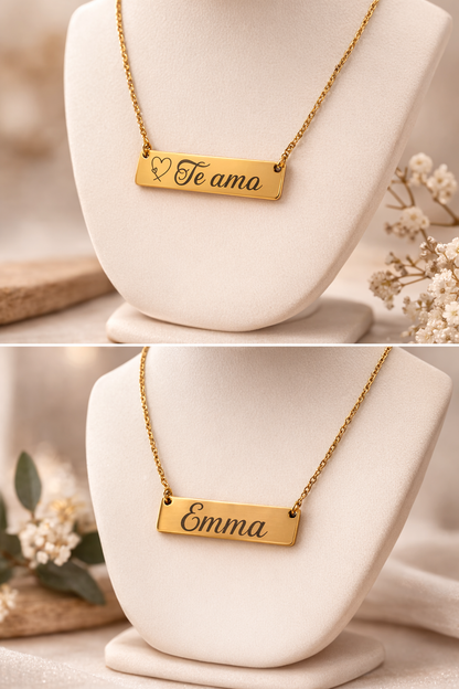 Collar de acero inoxidable dorado, color oro rosa o plateado personalizado