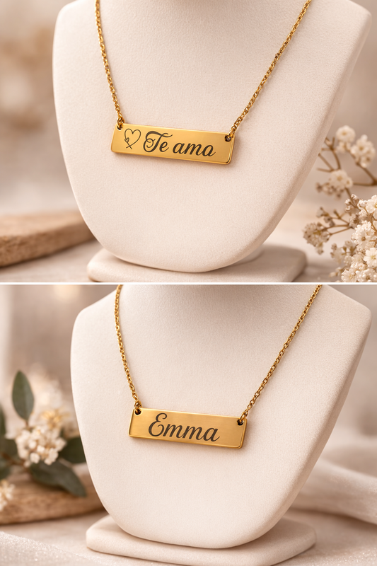 Collar de acero inoxidable dorado, color oro rosa o plateado personalizado